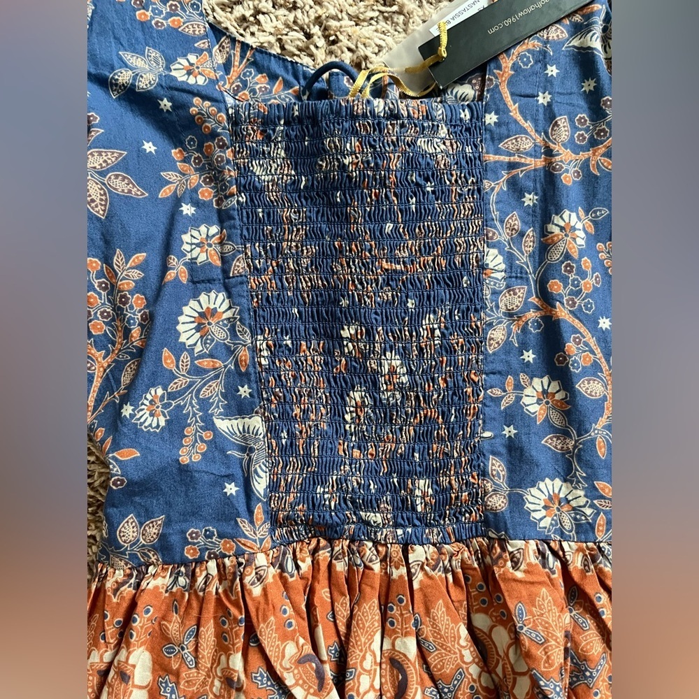 House of Harlow 1960 Nastassia blue and orange floral billowy puff sleeve - Picture 13 of 16